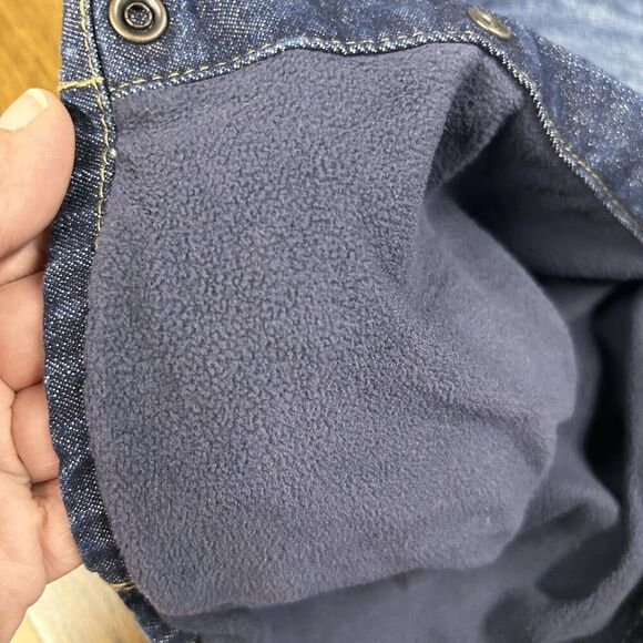 OSHKOSH B’GOSH Overalls Size 12 Months Dark Denim Blue Fleece Lined Diaper Snaps - Picture 6 of 10